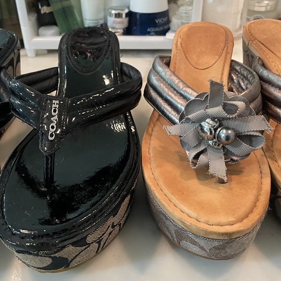 Coach Franki platform Leather open toe sandals - two for one. - Picture 1 of 10